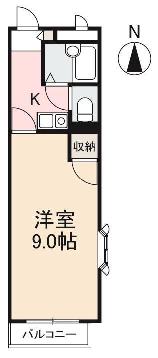 ヴィラ・アンソレイエ高松(1K/4階)の間取り写真