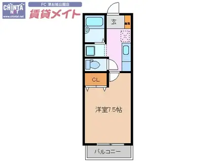 サクシード栗真(1K/2階)の間取り写真