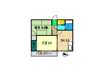 メゾン音三郎(2DK/3階)の間取り写真