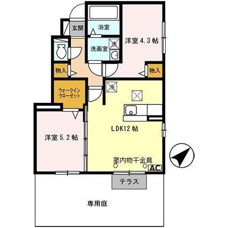 クローバーシャトレ(2LDK/1階)の間取り写真