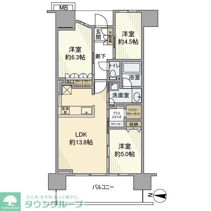 イニシア新小岩ローレルコート(3LDK/6階)の間取り写真