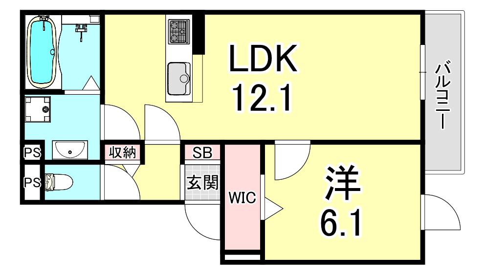 YKメゾン舞子台(1LDK/3階)の間取り写真