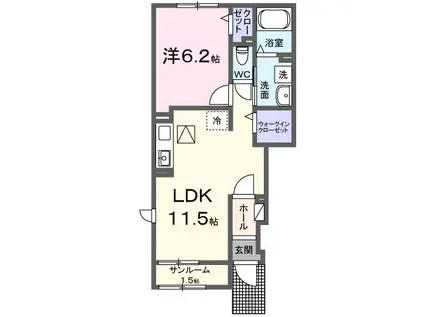 アメージングI(1LDK/1階)の間取り写真