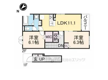 メゾンルミネ五個荘(2LDK/2階)の間取り写真