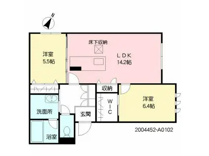 ファミリア新屋敷(2LDK/1階)の間取り写真