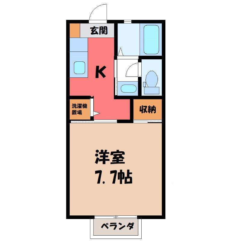 ラフィネドミール・B(1K/2階)の間取り写真