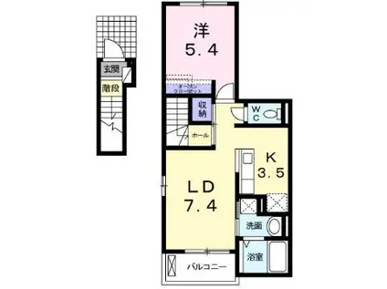 アルコバレーノB(1LDK/2階)の間取り写真