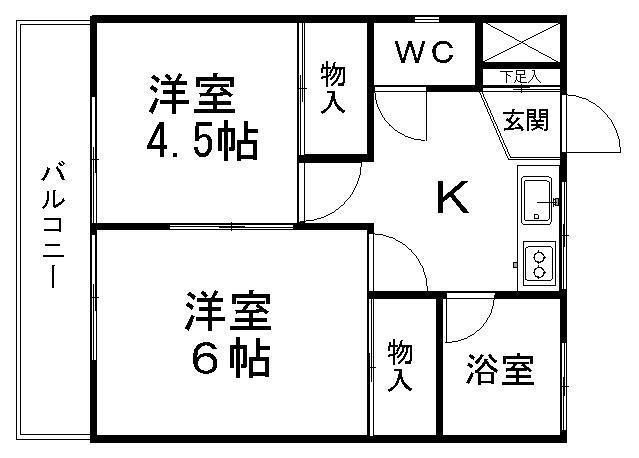 三和コーポ(2K/3階)の間取り写真