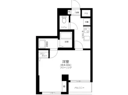 リスレーヌ蔵前(1K/4階)の間取り写真