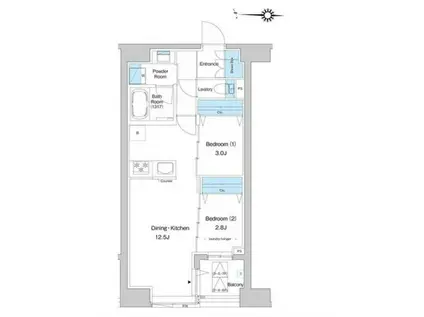 プレディアコート清澄白河(2LDK/2階)の間取り写真