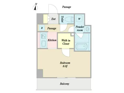 グランアルモニ(1K/2階)の間取り写真