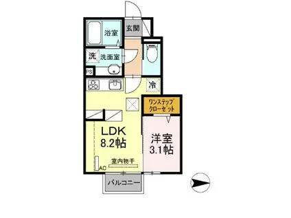 ルナ並木(1LDK/1階)の間取り写真