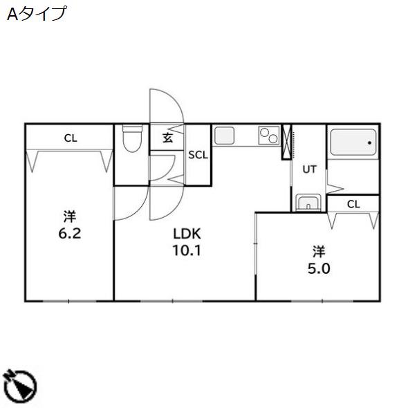 ラフィーネ発寒南III(2LDK/4階)の間取り写真