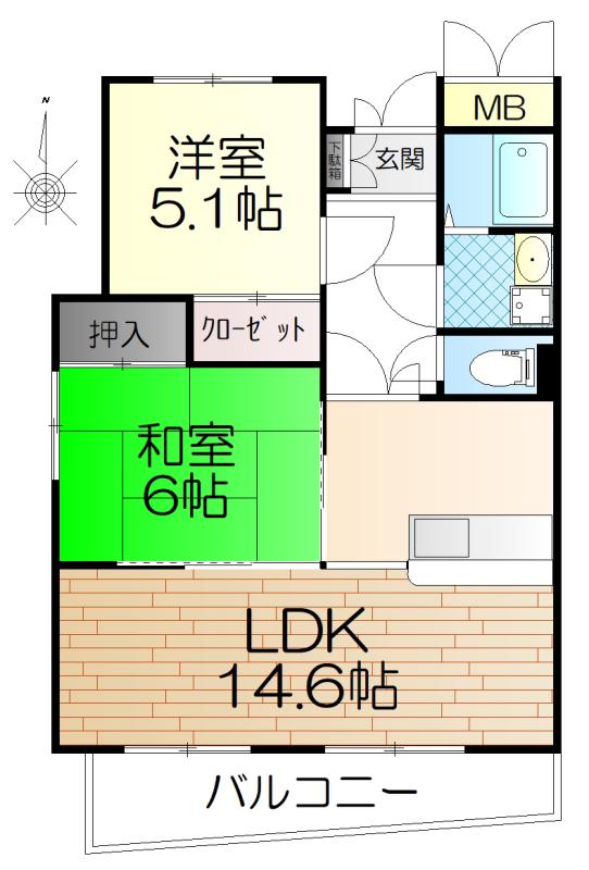 ドリームA(2LDK/1階)の間取り写真