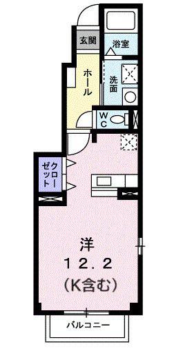 ガーデンヴィラB(ワンルーム/1階)の間取り写真
