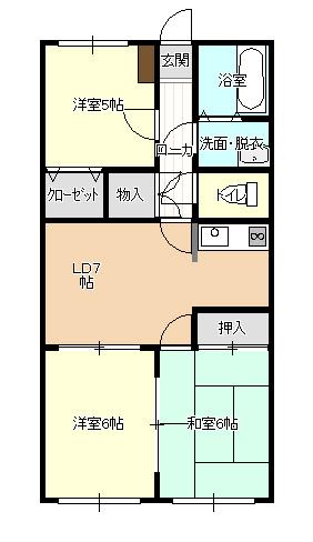 ユーミー和田山(3LDK/4階)の間取り写真