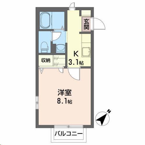イースト・I(1K/2階)の間取り写真
