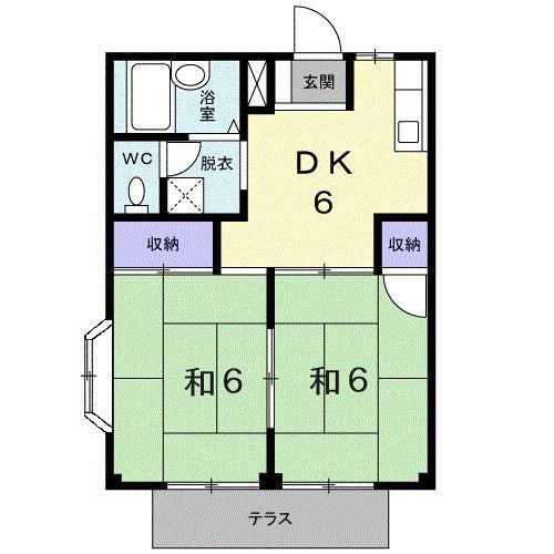 シャルマンB(2DK/1階)の間取り写真