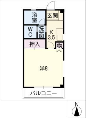 サトウステイツ(1K/1階)の間取り写真