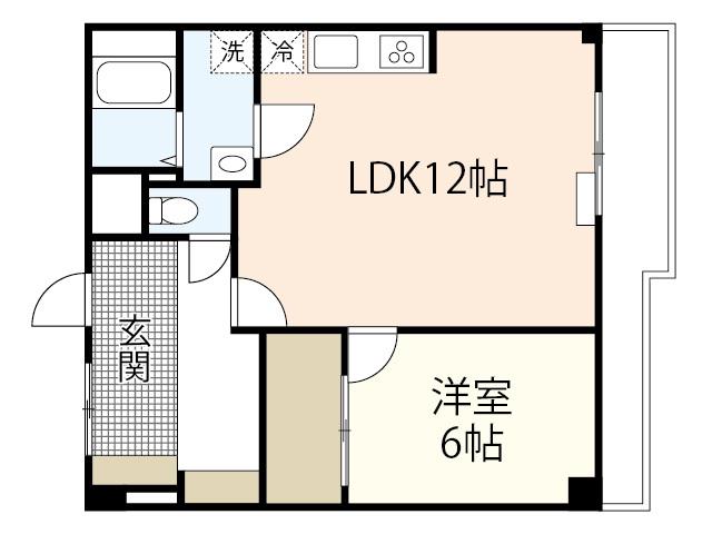 カルチェヴェールE棟(1LDK/9階)の間取り写真