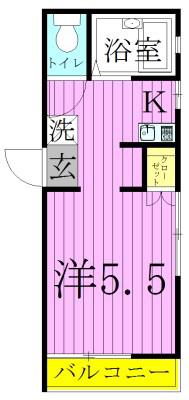 グランシャリオ48(1K/1階)の間取り写真