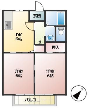 メゾン・ド高橋B(2DK/2階)の間取り写真