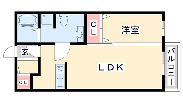 ジュネスコート(1LDK/2階)の間取り写真