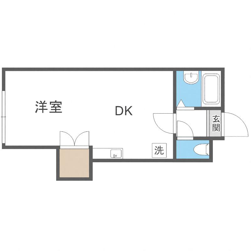 メゾンエクレーレ中の島(1DK/8階)の間取り写真