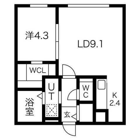 OBTNIR COULEUR (1LDK/4階)の間取り写真
