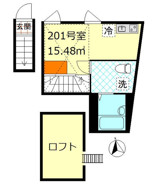 プリームス品川(ワンルーム/2階)の間取り写真