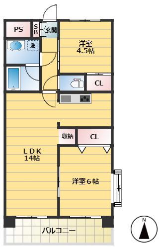 フローラル東葛西III(2LDK/8階)の間取り写真