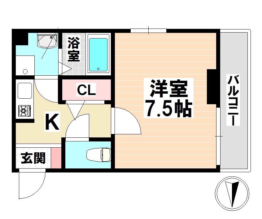LIVELY CABIN(1K/2階)の間取り写真