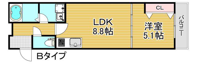 EIJU粉浜駅前(1LDK/1階)の間取り写真