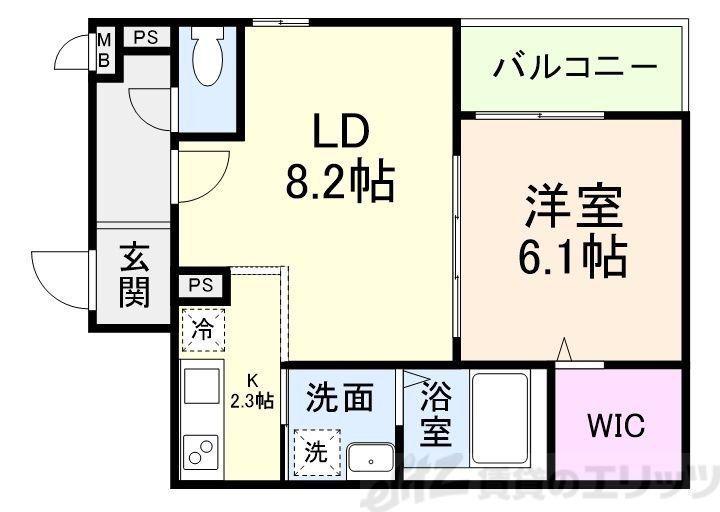 フジパレス沢良宜西一丁目(1LDK/2階)の間取り写真