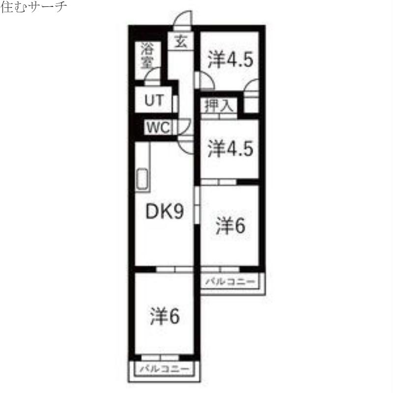 ヒラボウマンション富洲原(4DK/5階)の間取り写真