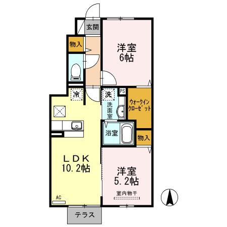 セジュールN(2LDK/1階)の間取り写真