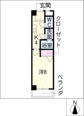 パステル黒川(1K/3階)の間取り写真