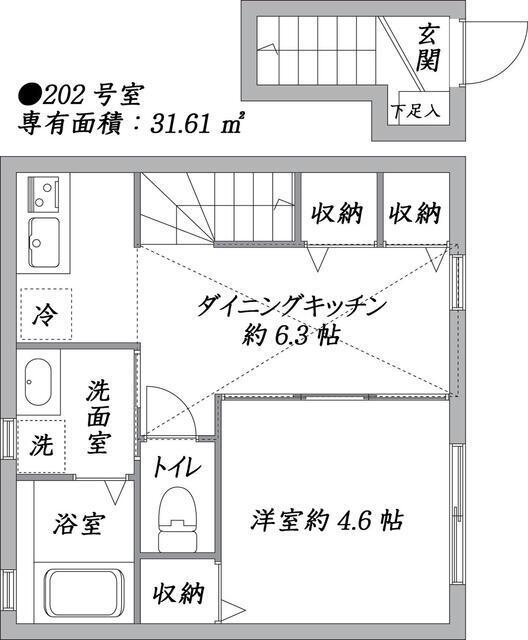 B-MARC(1DK/2階)の間取り写真