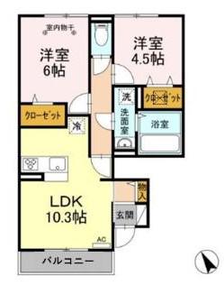 リビング平沢(2LDK/1階)の間取り写真