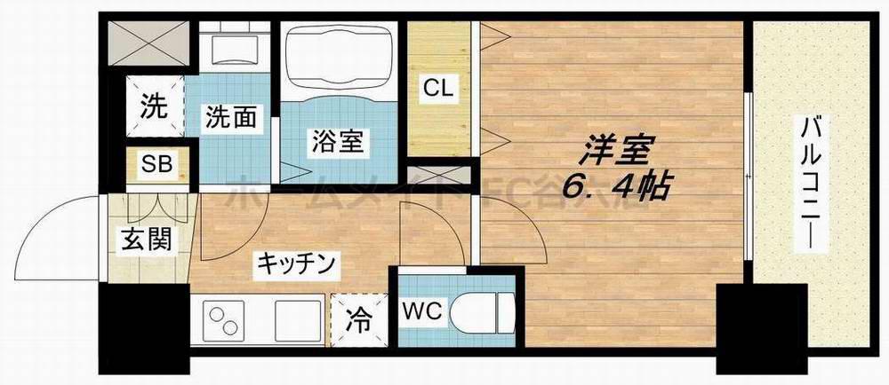 ジアコスモ大阪イーストゲート(1K/9階)の間取り写真