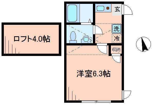 ヒルトップライン(1K/2階)の間取り写真