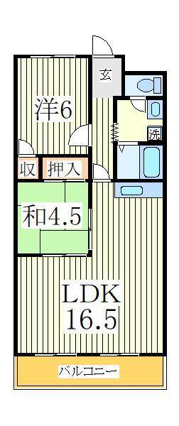 サンライフ天王台(2LDK/5階)の間取り写真