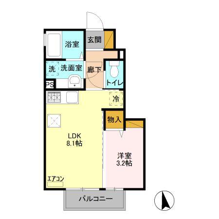 クレストI(1LDK/1階)の間取り写真