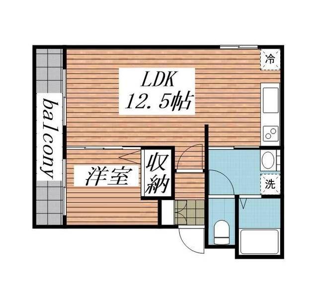 パレアージュ美咲(1LDK/2階)の間取り写真