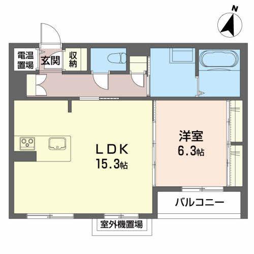 メゾンマスト名須川C棟(1LDK/2階)の間取り写真