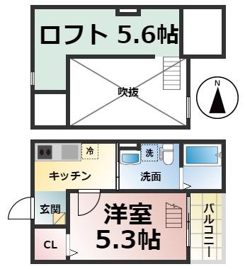 プレミア中村公園 (1SK/2階)の間取り写真