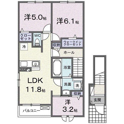 ベル・エクラ I(3LDK/2階)の間取り写真