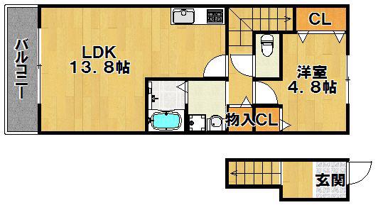 メゾン・ド・Y(1LDK/2階)の間取り写真
