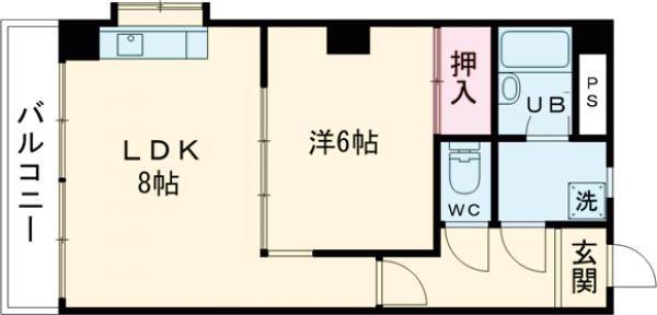 コーポ朝日VI(1DK/5階)の間取り写真