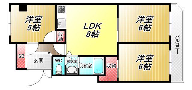 ヴェール上小阪(3DK/2階)の間取り写真